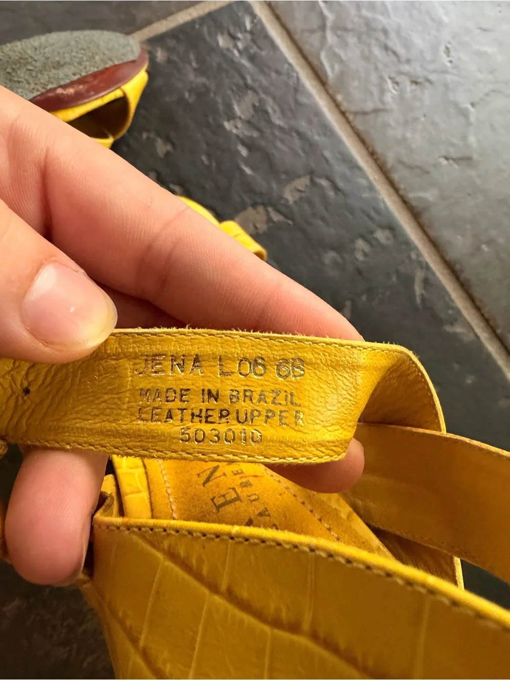 Lauren Ralph Lauren Yellow Croc Embossed Heels Sandals
